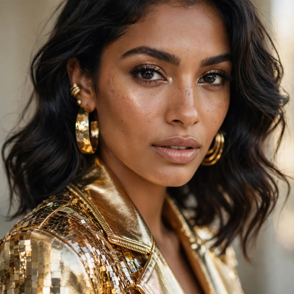 Metallic gold party outfit