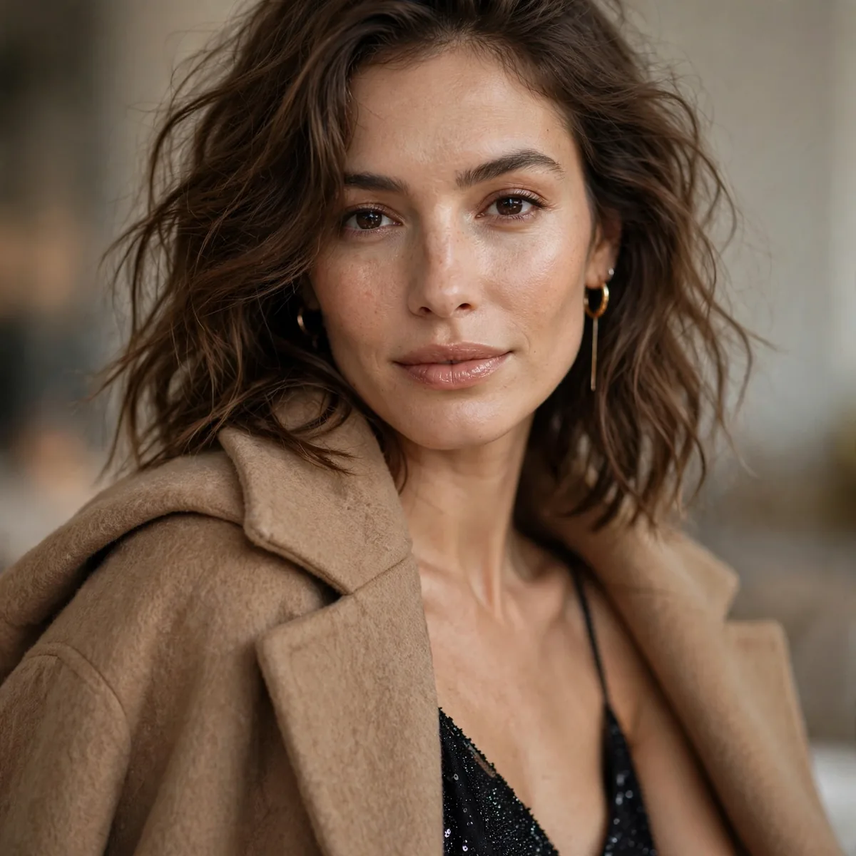 Coat over party outfit