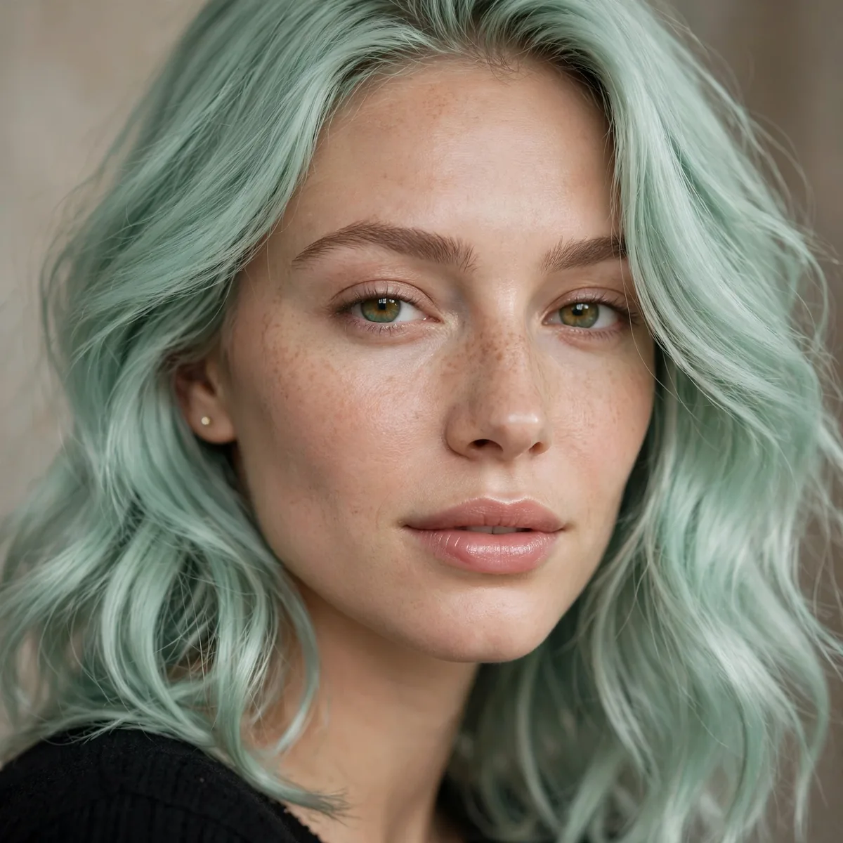 Mint green pastel hair color