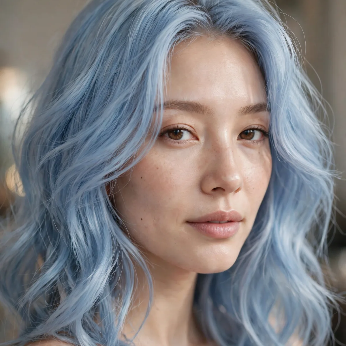 Baby blue pastel hair