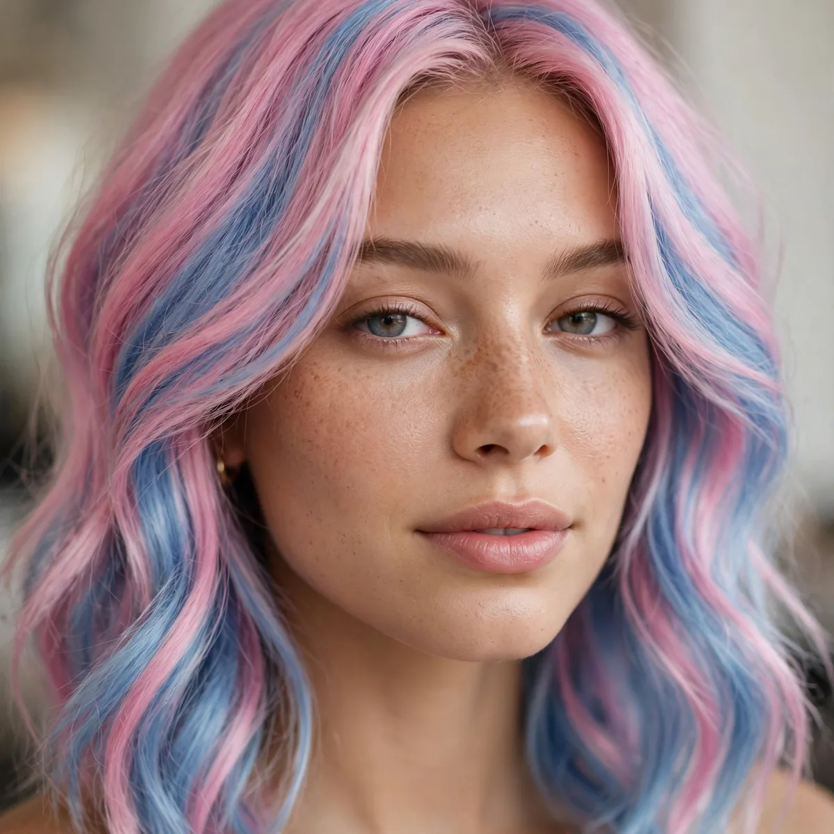 Cotton candy pink and blue hair blend
