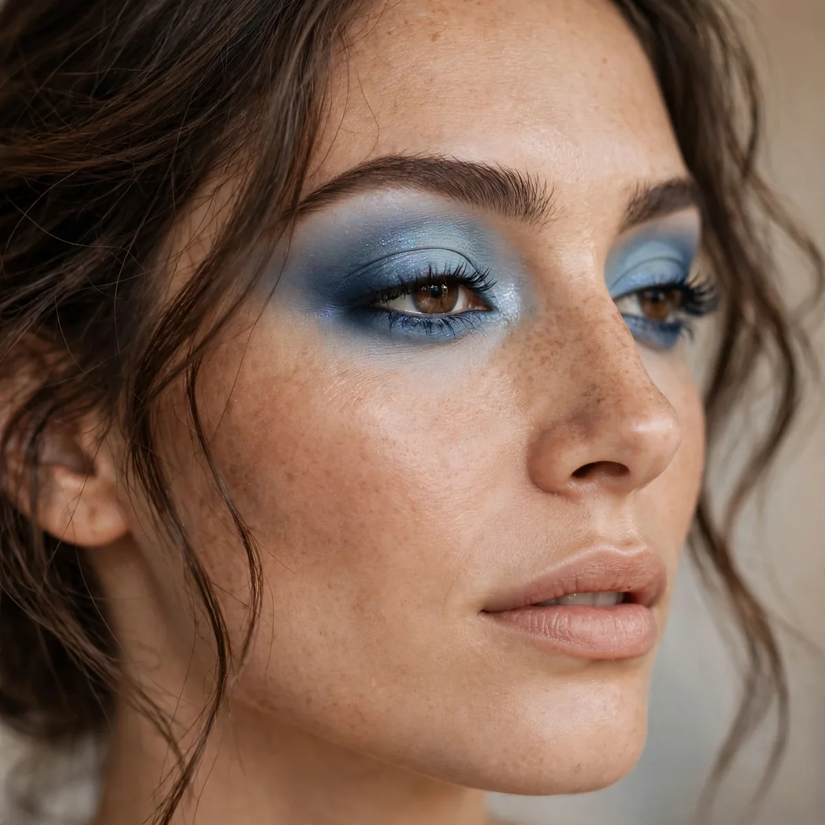 Powder blue smokey eye makeup look