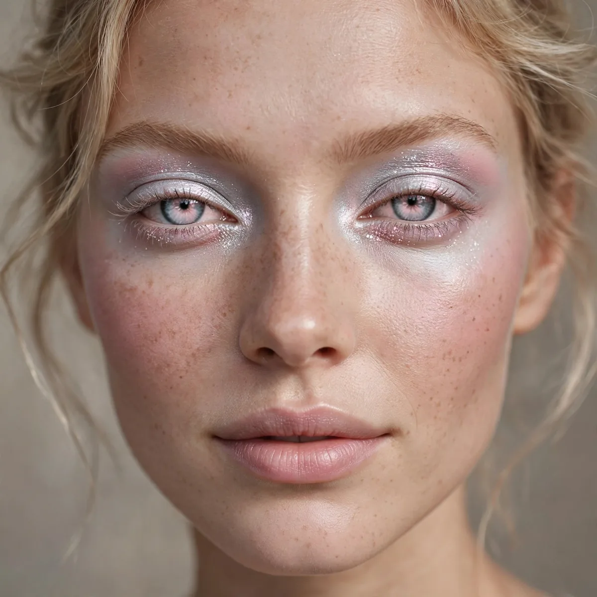 Icy silver pink eyeshadow in a frosty pastel look