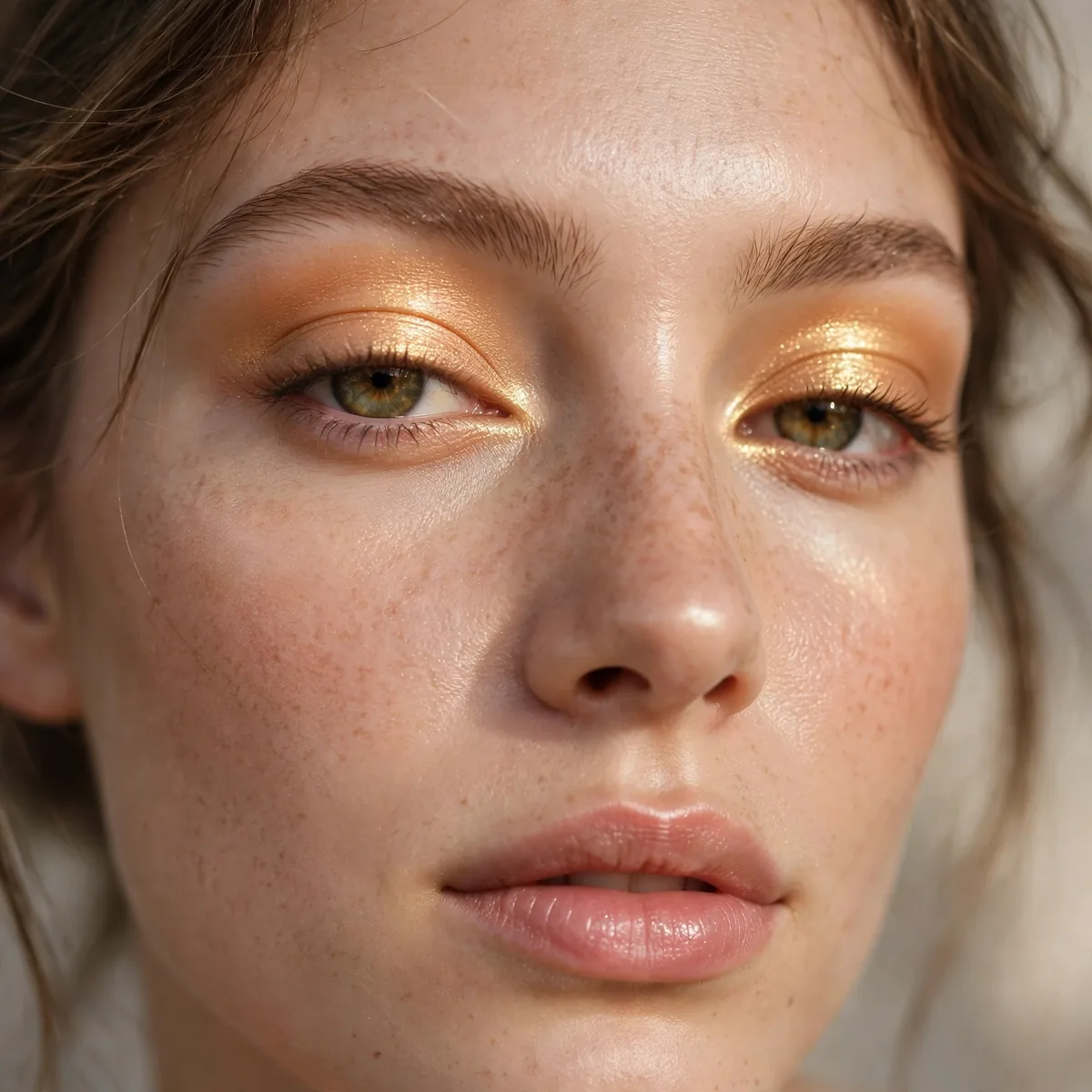 Glowing nectar-toned eyeshadow