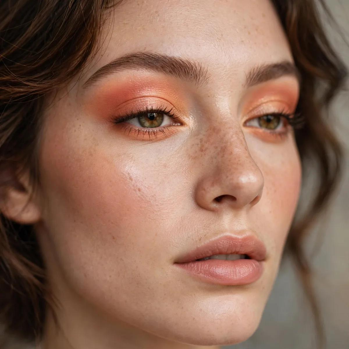 Warm melon eyeshadow blend
