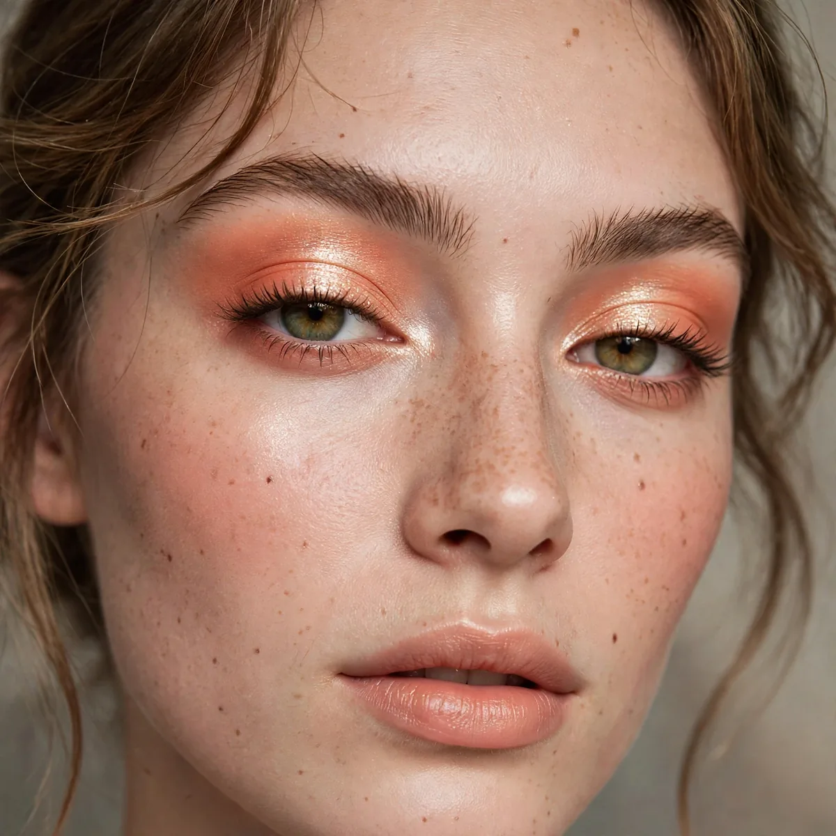 Peach halo eyeshadow with bright center
