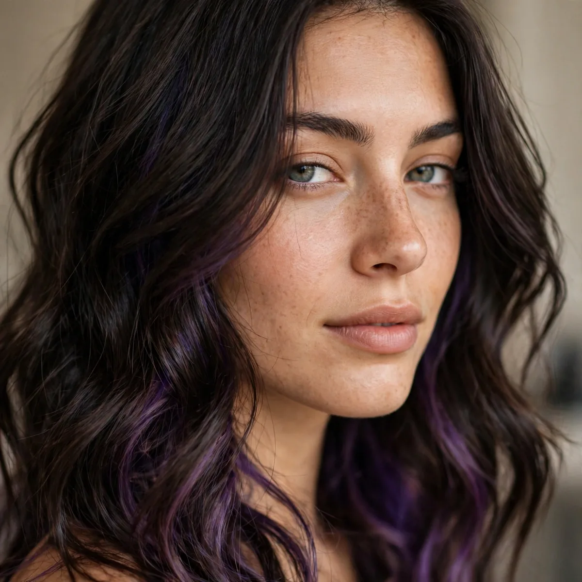 Purple peekaboo highlights