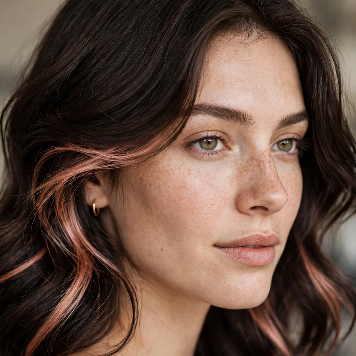 Rose gold peekaboo highlights