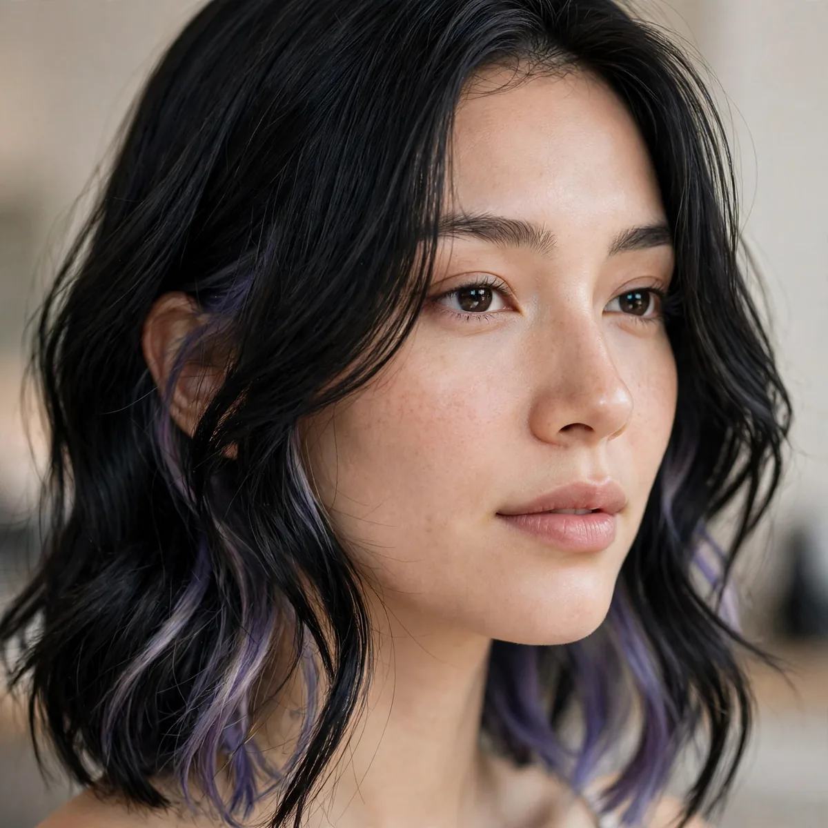 Peekaboo highlights on black hair