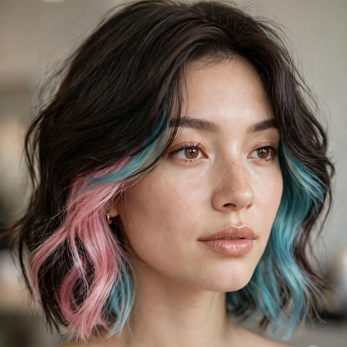 Split dye peekaboo with two colors