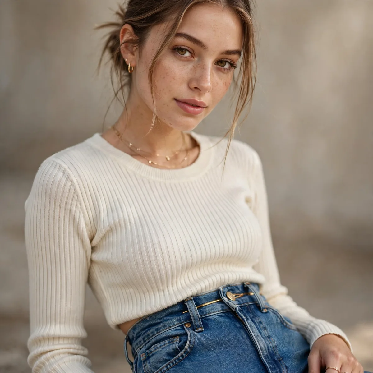 High waisted jeans on petite frame