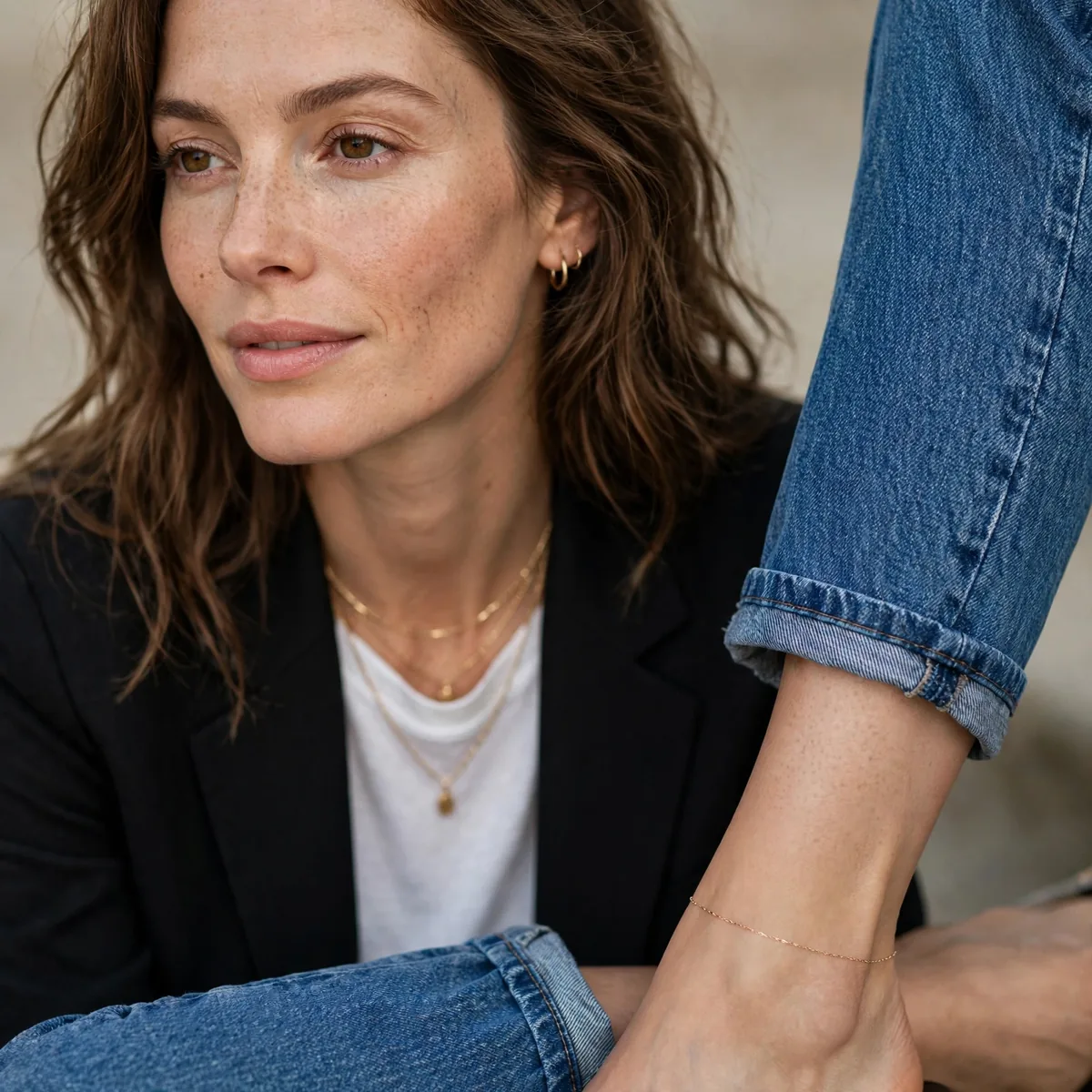 Cropped petite jeans showing ankle