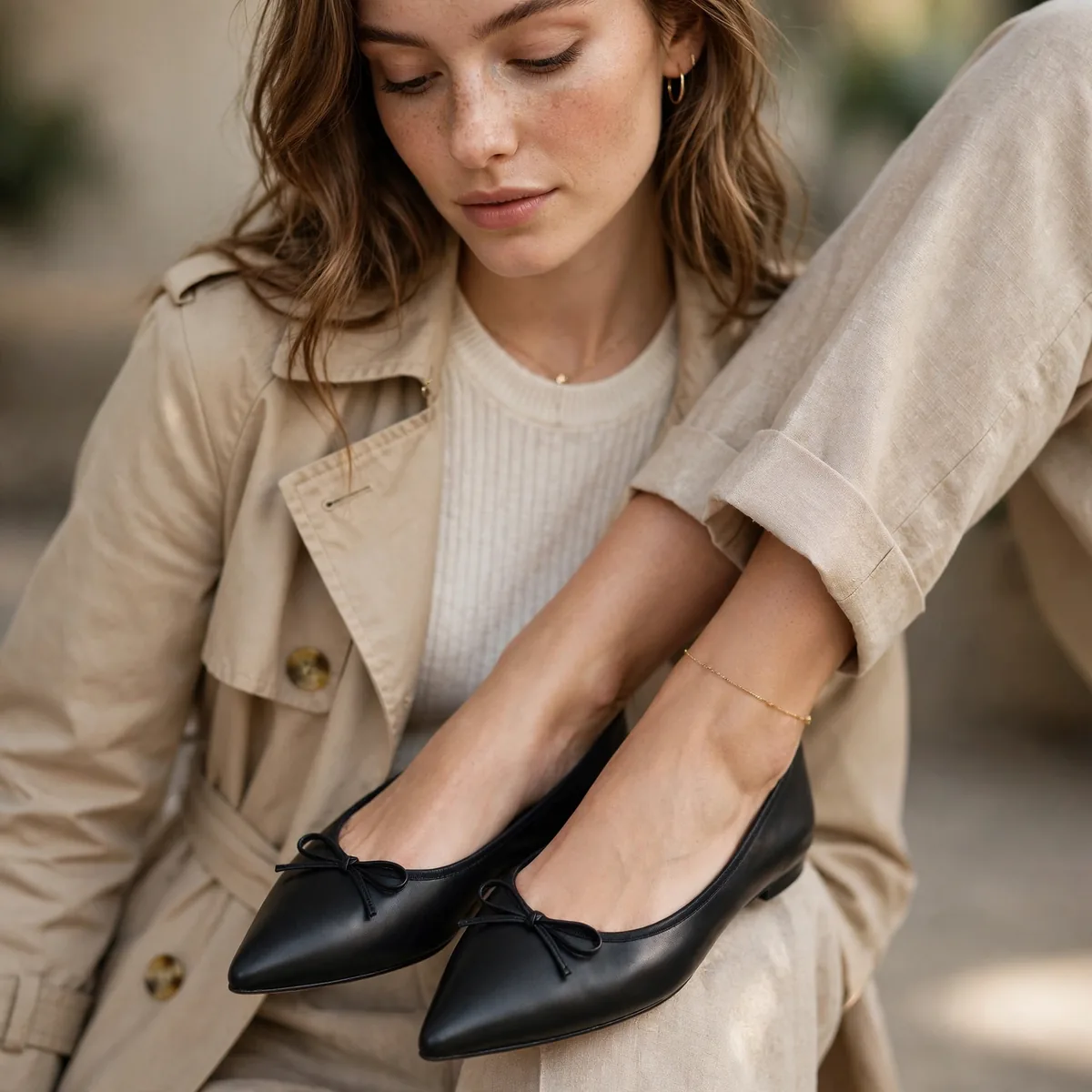 Pointed toe ballet flats