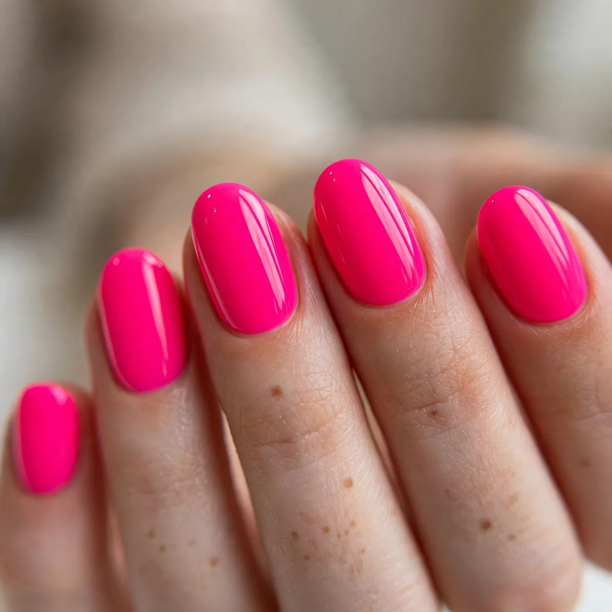 Neon pink bright nails
