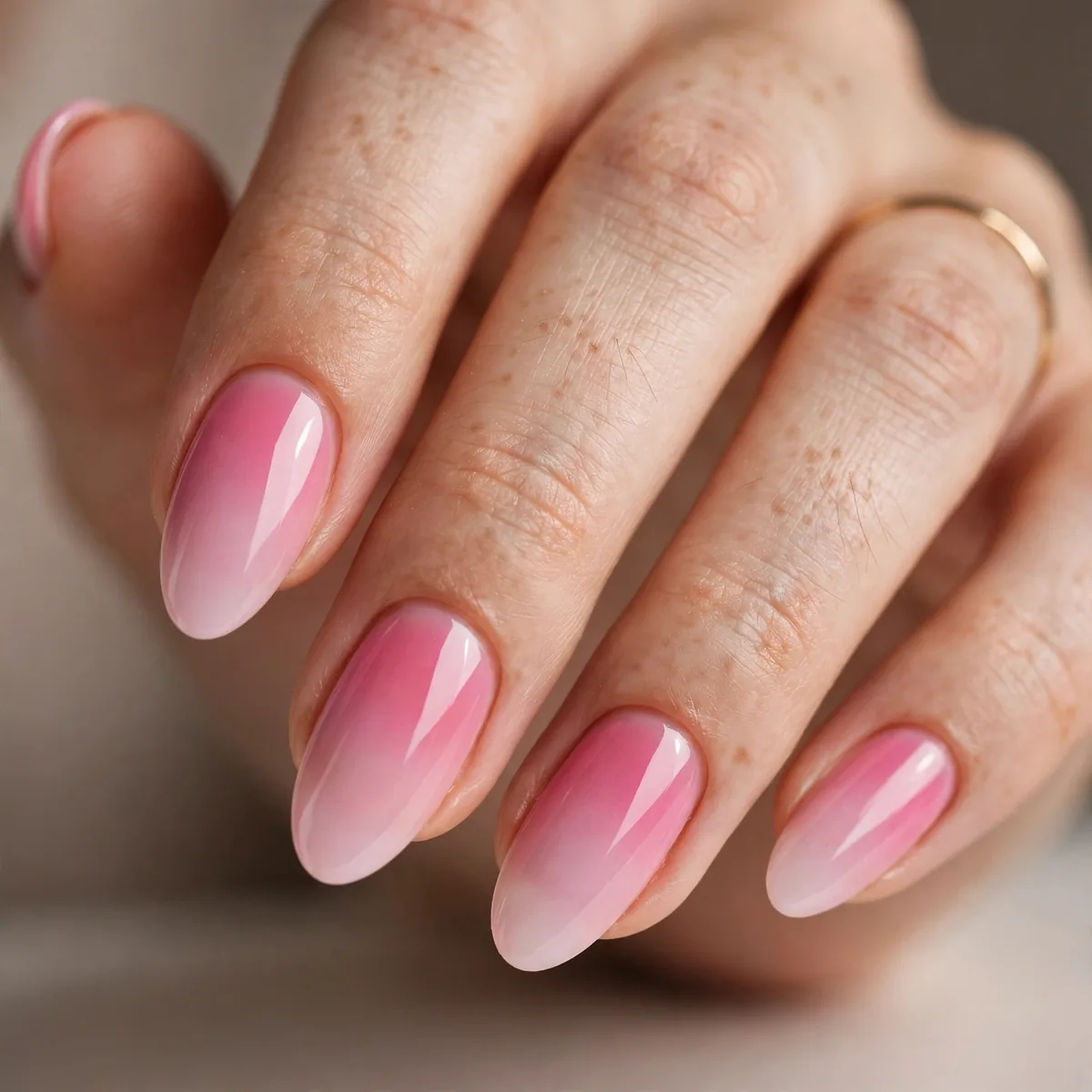 Pink ombre gradient nails