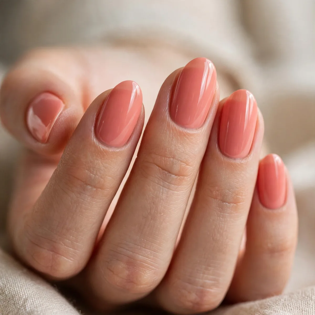 Salmon peachy pink nails