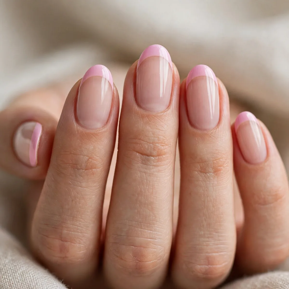 Pink French tip nails