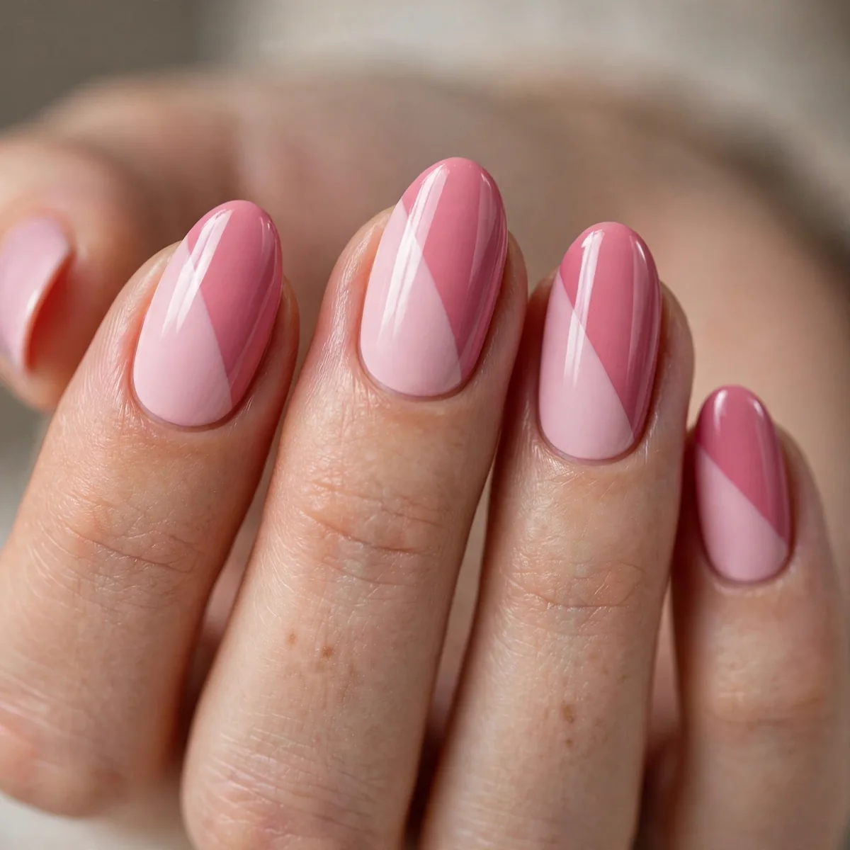 Two pink shades on nails