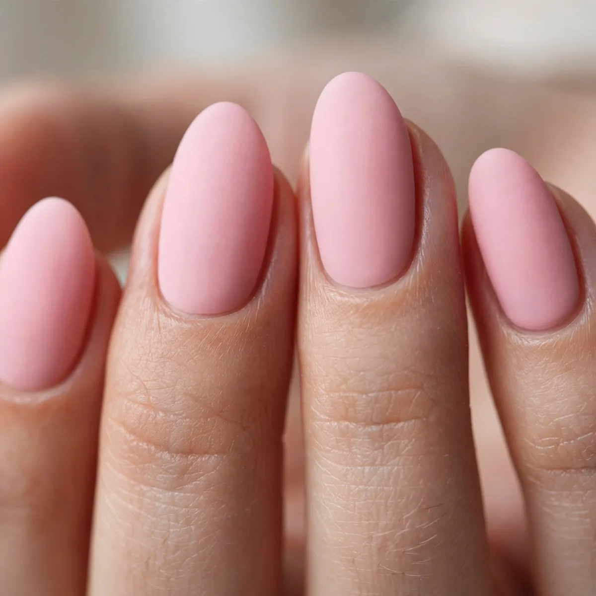 Matte petal pink nails