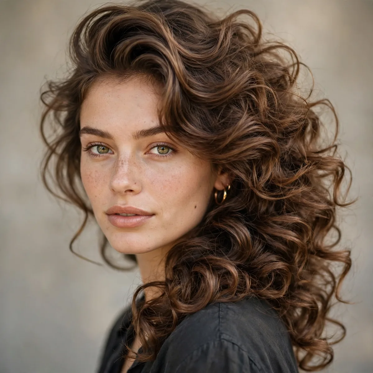 Side swept curly pirate hairstyle with volume