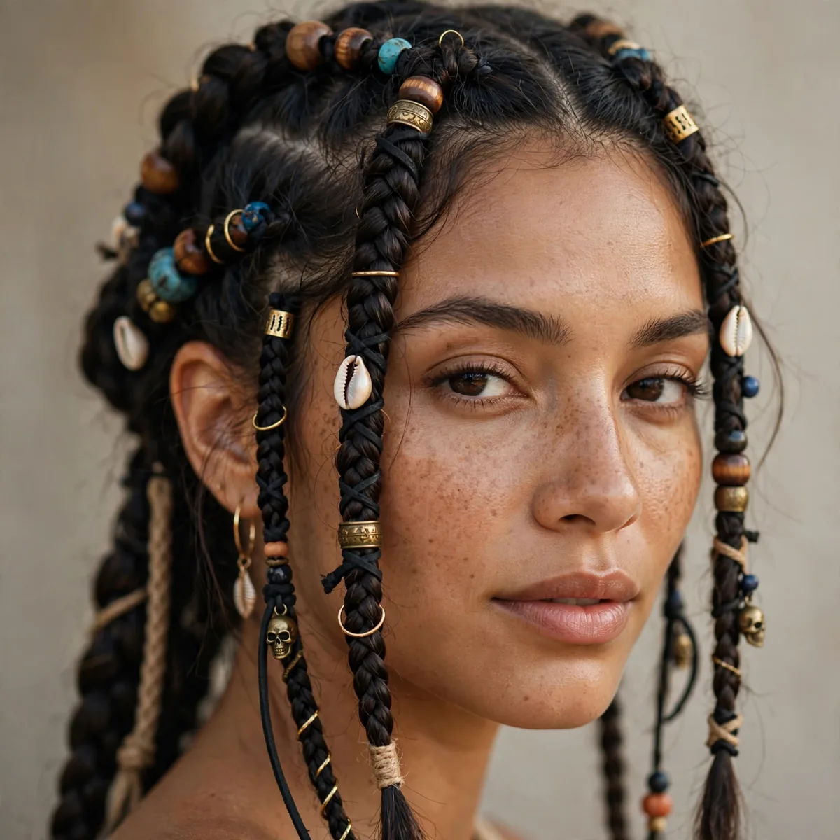 Pirate braids decorated with beads and accessories