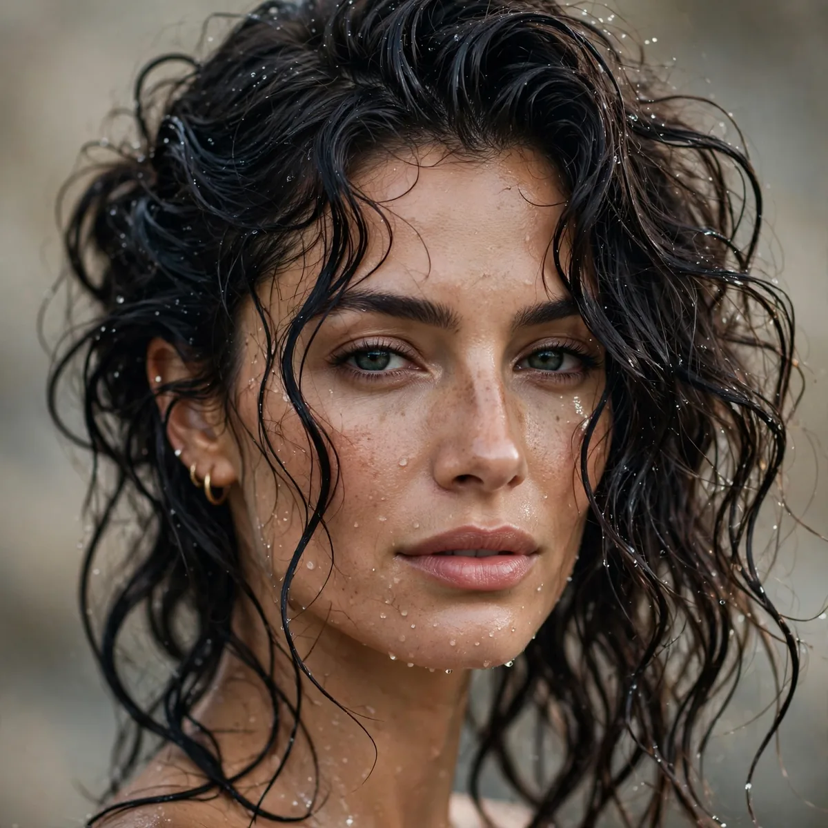 Wet look wavy pirate hairstyle like sea siren