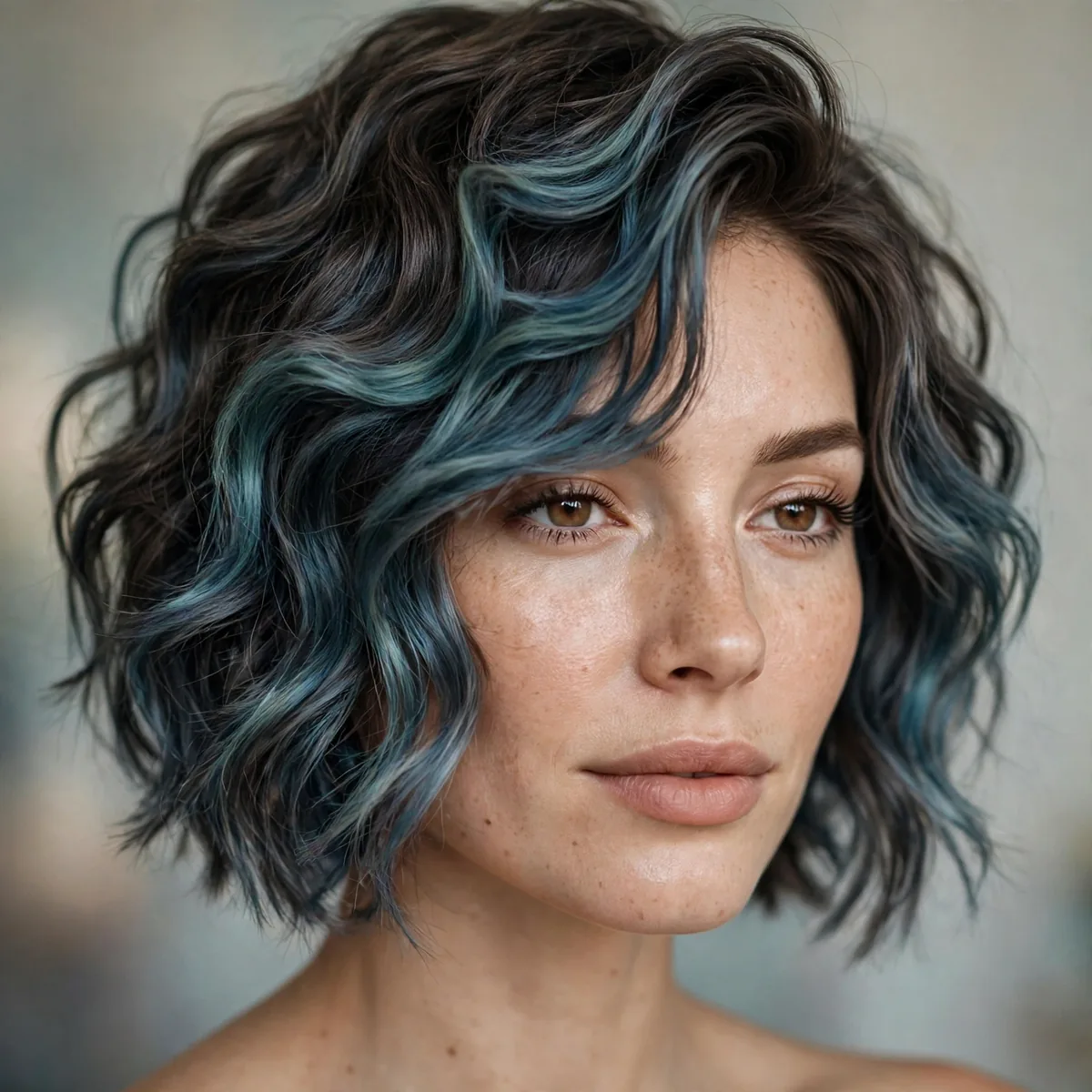 Textured lob haircut with stormy sea waves