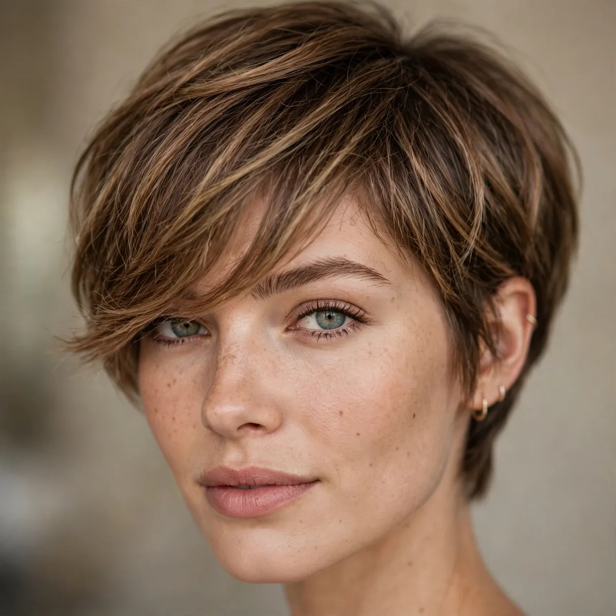 Pixie bob with side-swept fringe