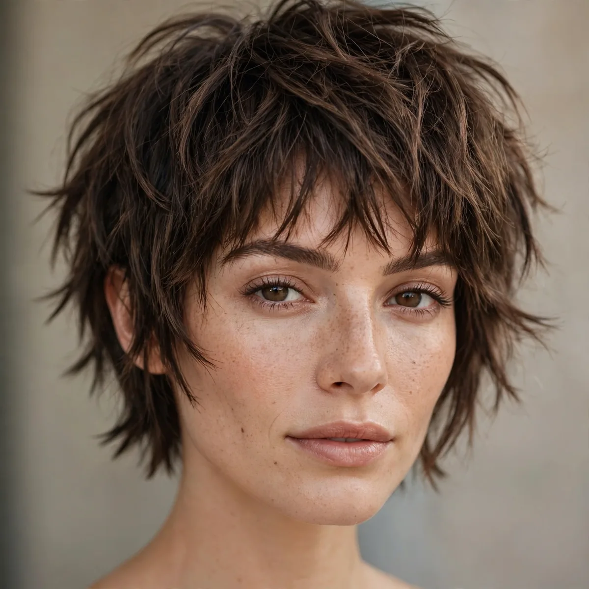 Choppy pixie bob with piece-y ends