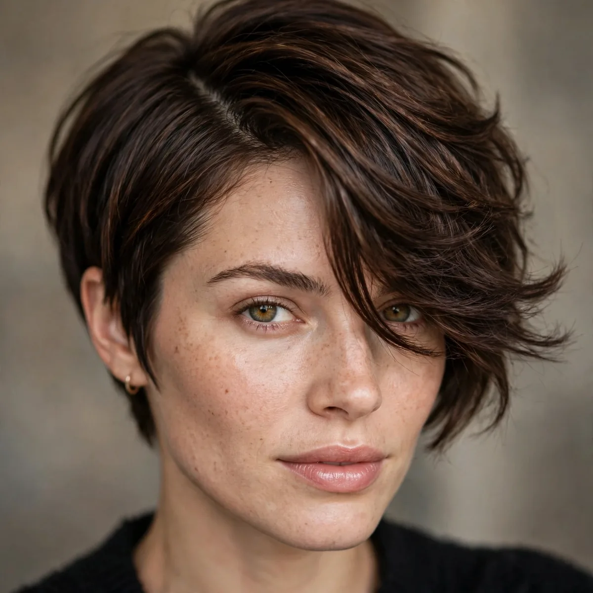 Pixie bob with dramatic deep side part