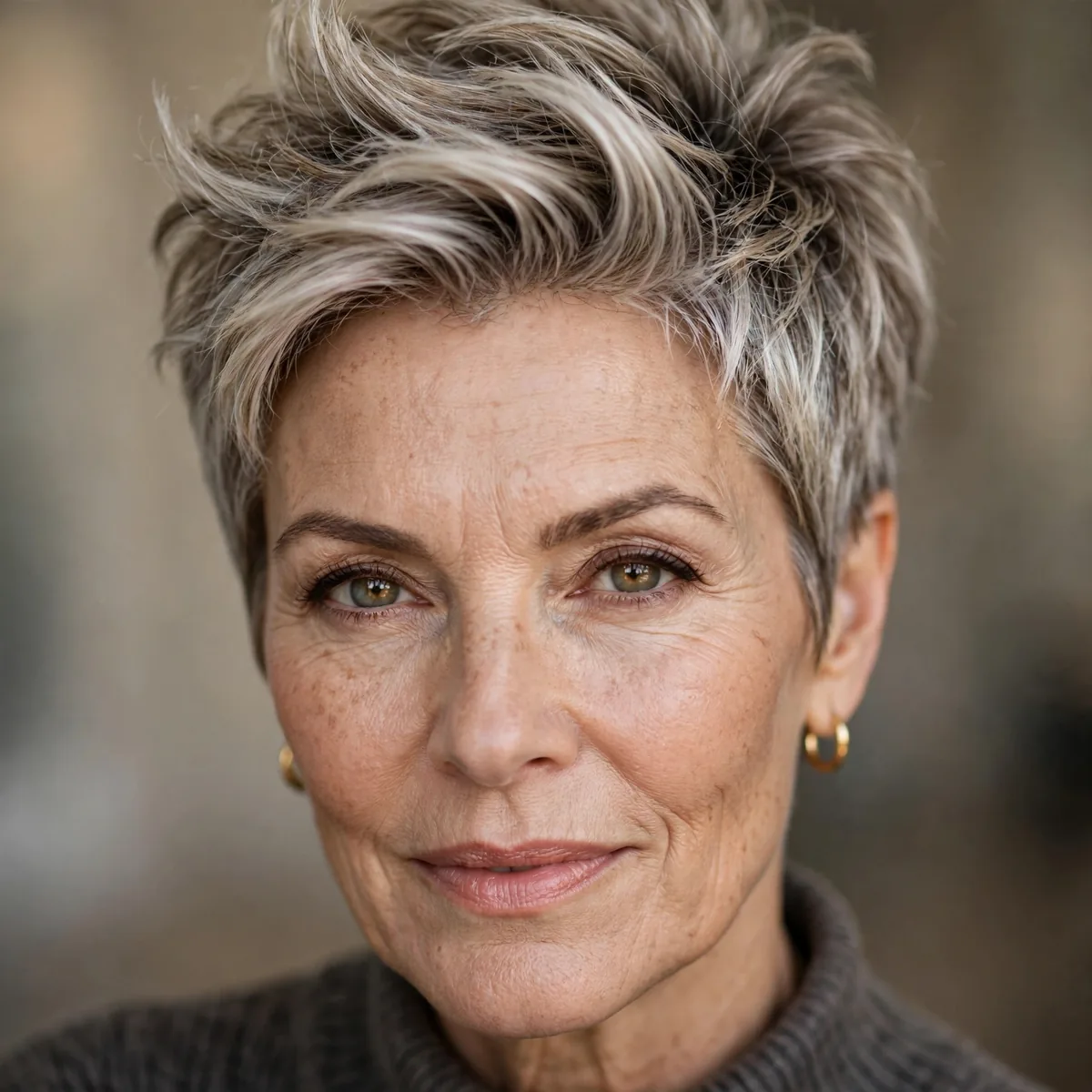Pixie haircut with volume on top