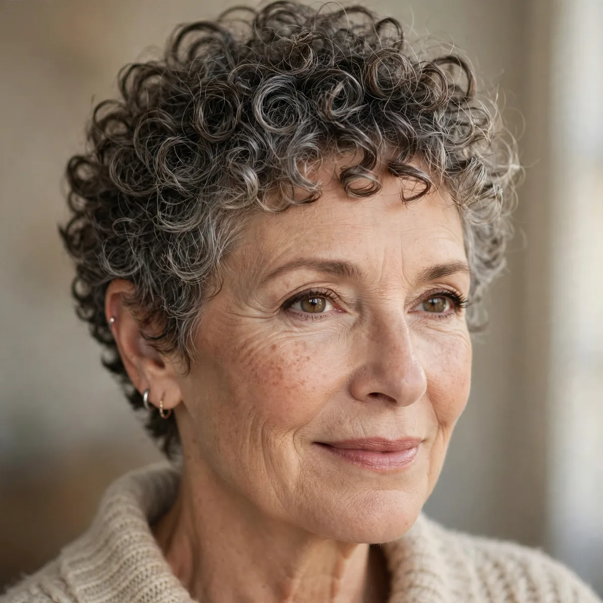 Curly pixie haircut embracing natural curls