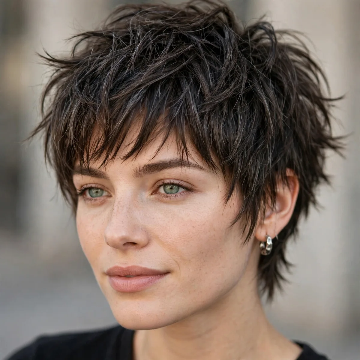 Shaggy pixie with rock inspired texture