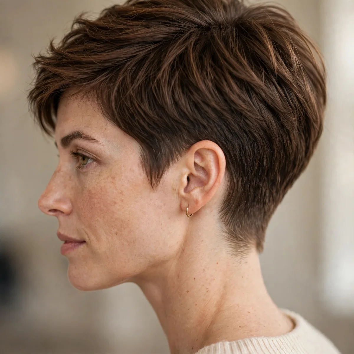 Pixie with a neatly tapered nape