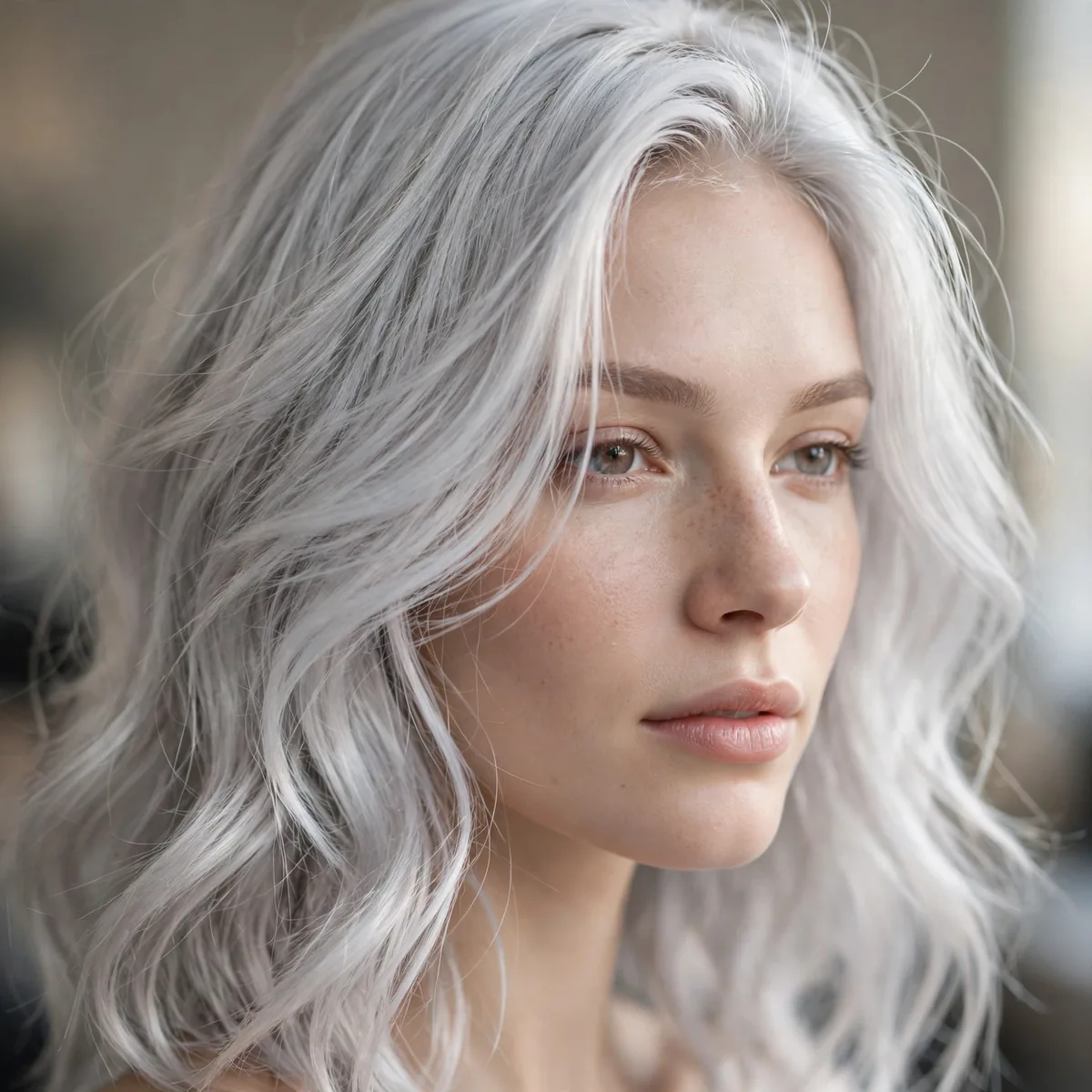 Silver white platinum hair color