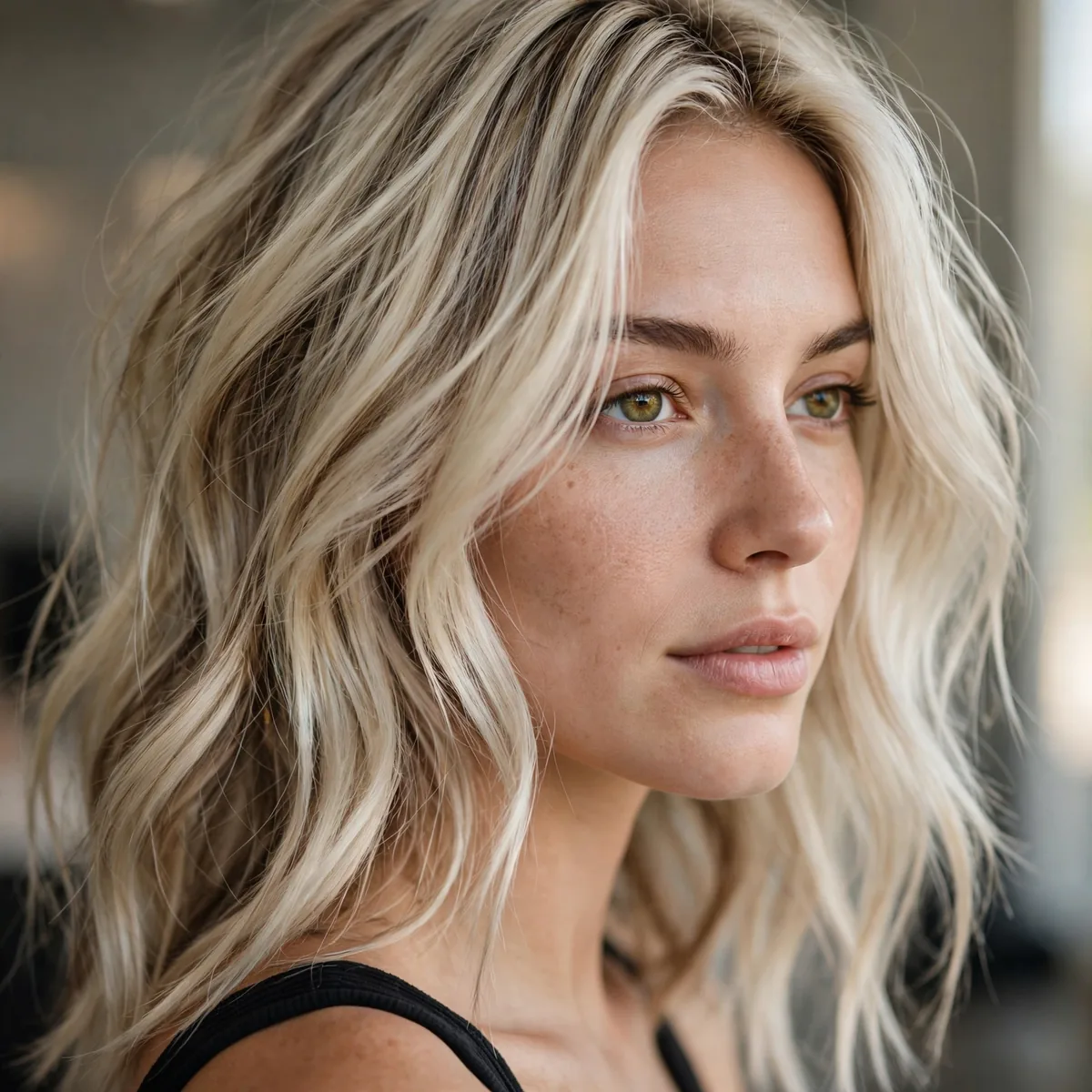 Platinum blonde with subtle lowlights