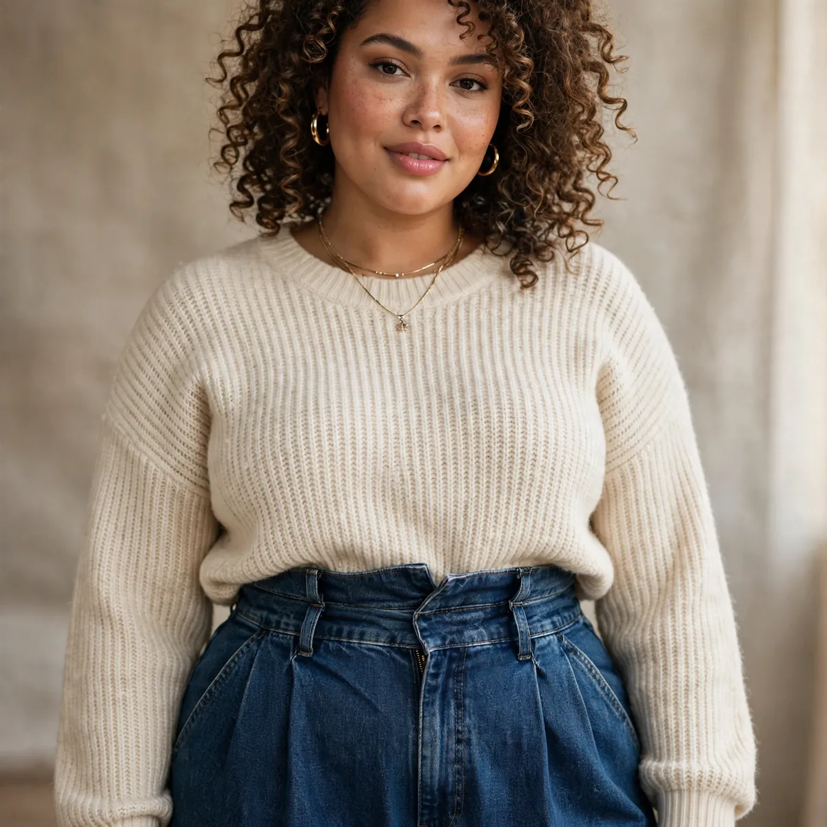 Plus size wide leg jeans outfit