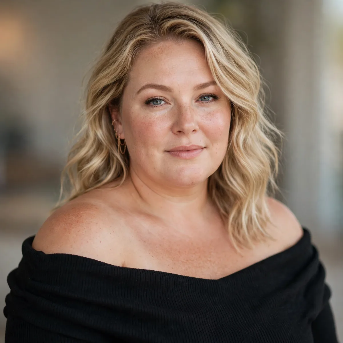 Off shoulder top on plus size woman