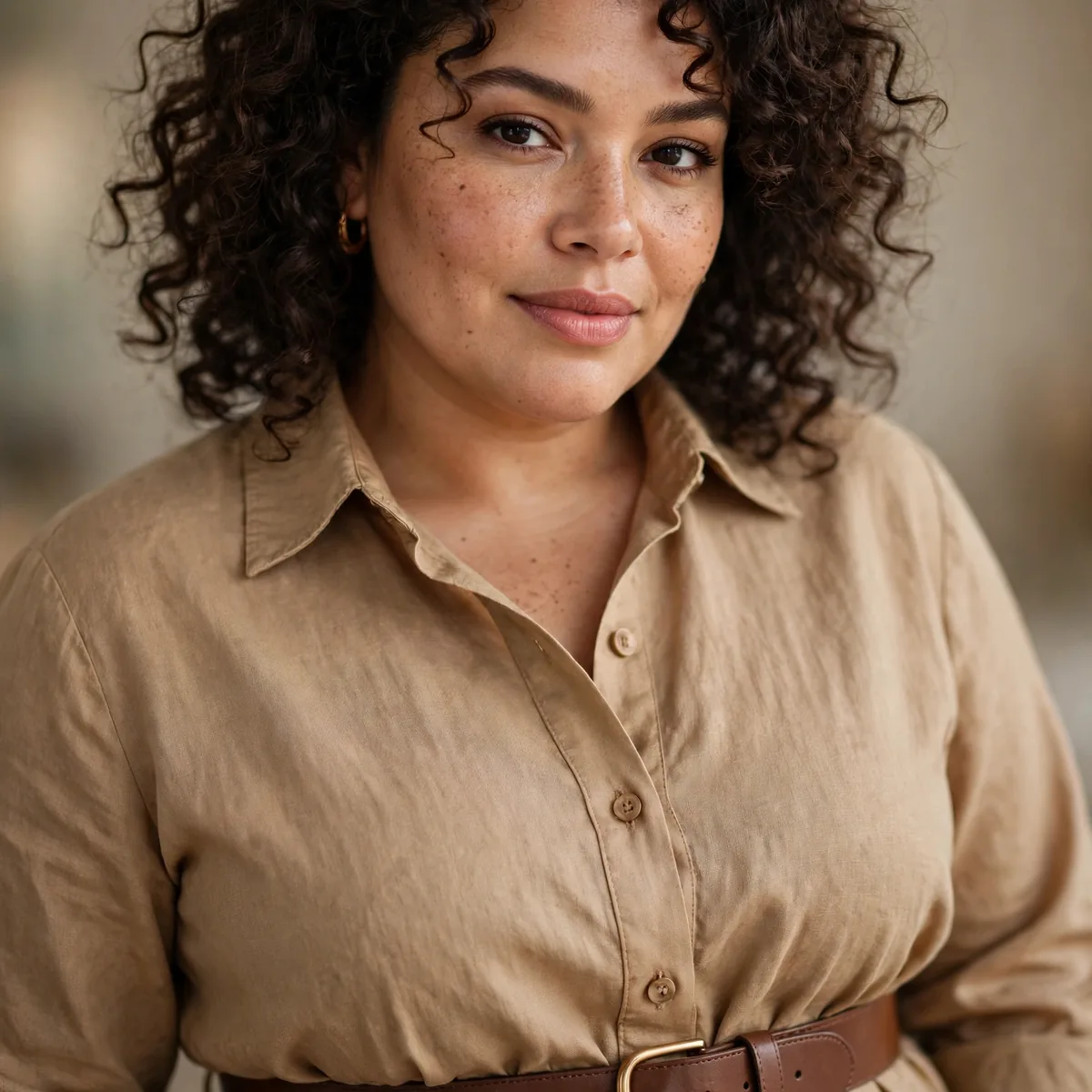 Plus size shirt dress with belt