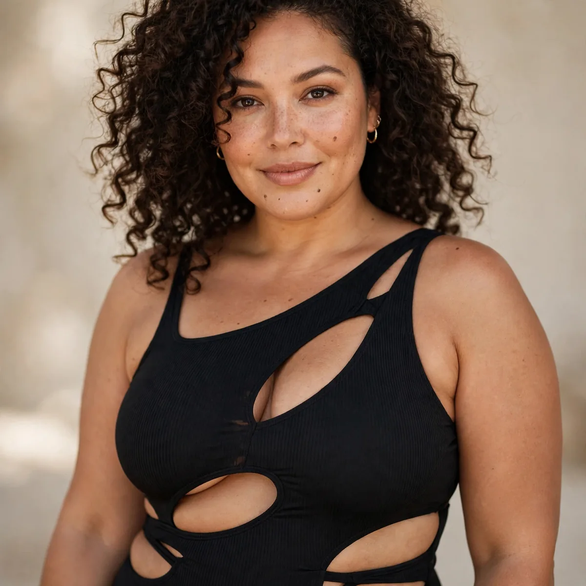 Stylish plus size one piece swimsuit
