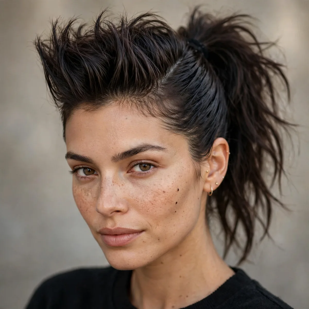 Edgy fauxhawk style ponytail