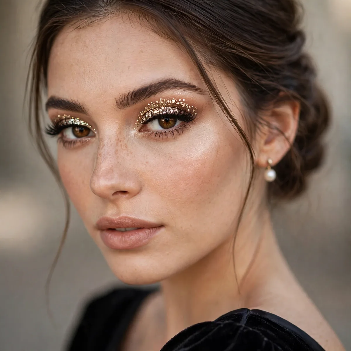 Glitter eyeshadow prom look