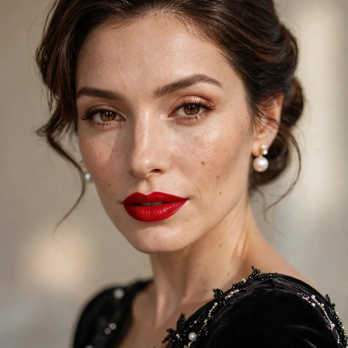 Red lip prom makeup