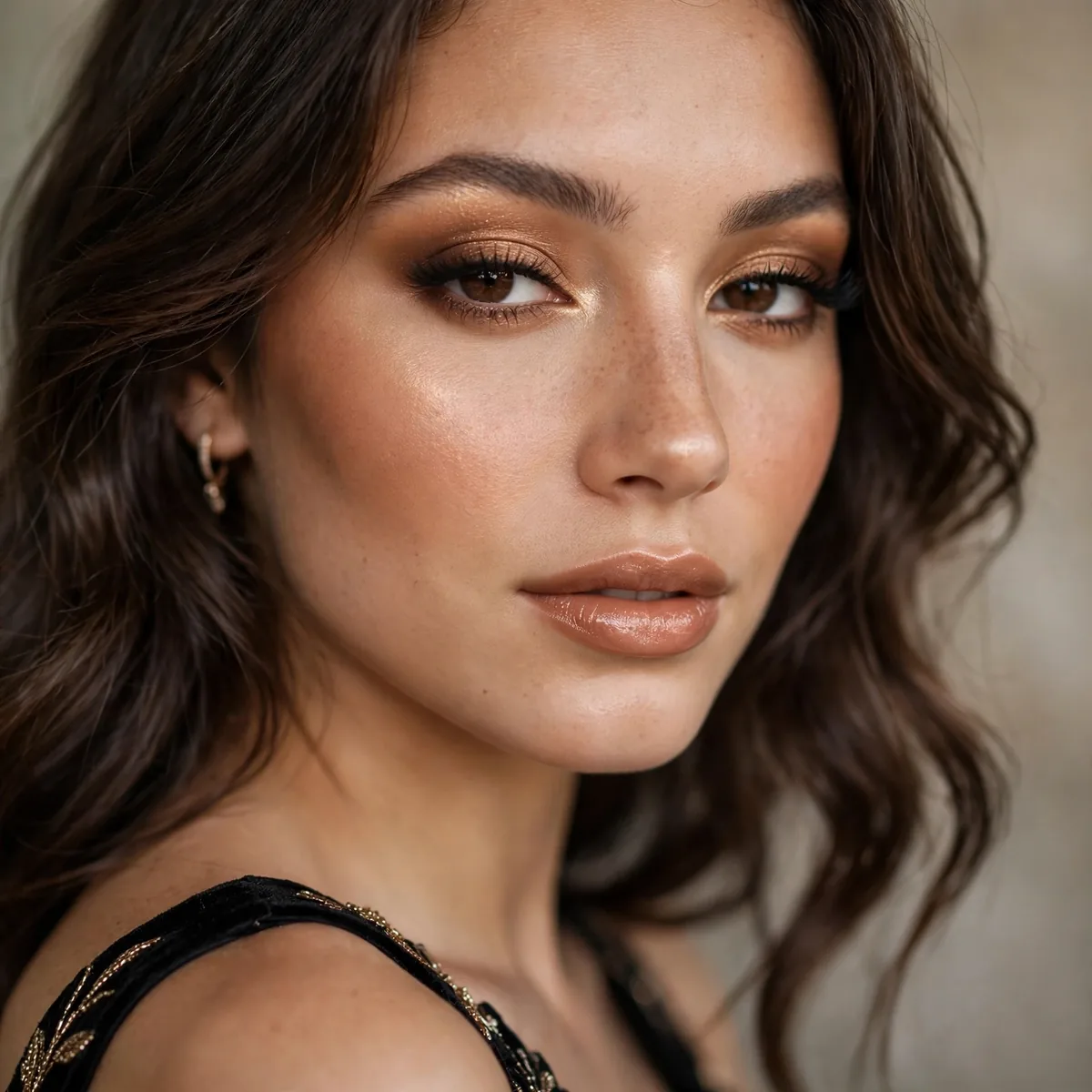 Bronzed glowing prom makeup