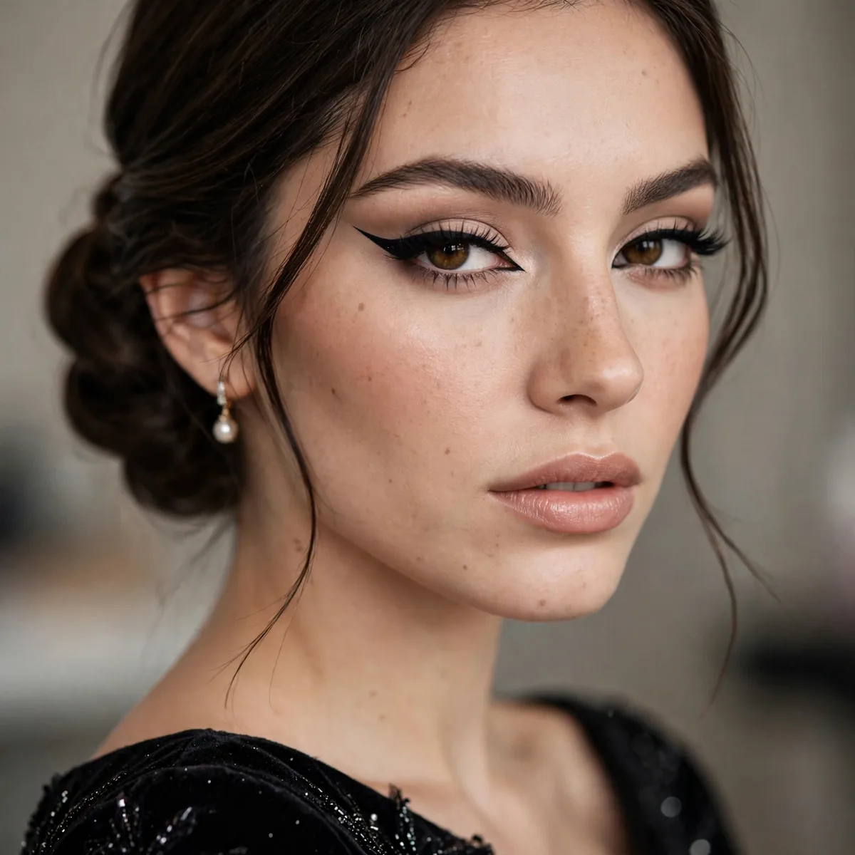 Winged eyeliner prom makeup