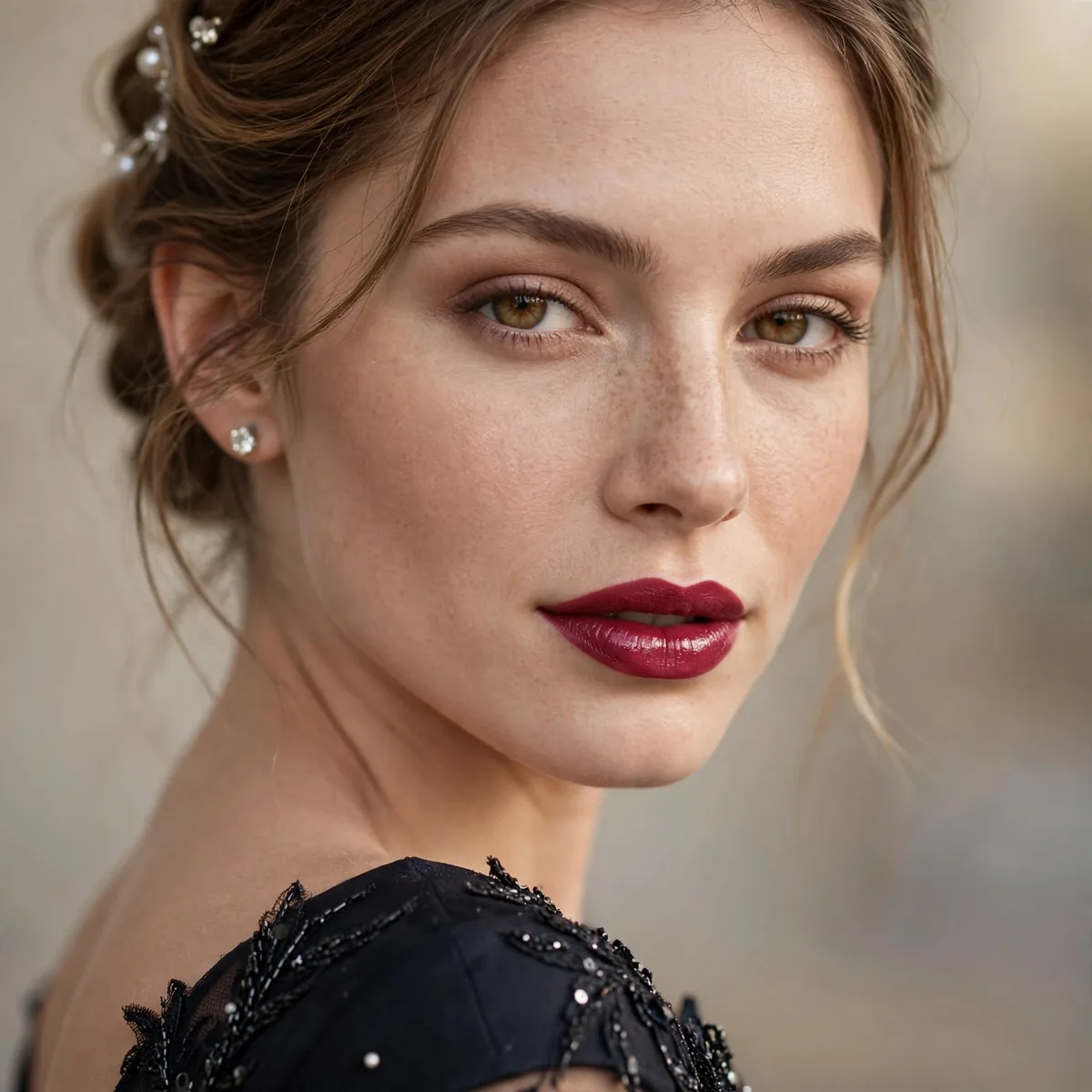 Berry lipstick prom look