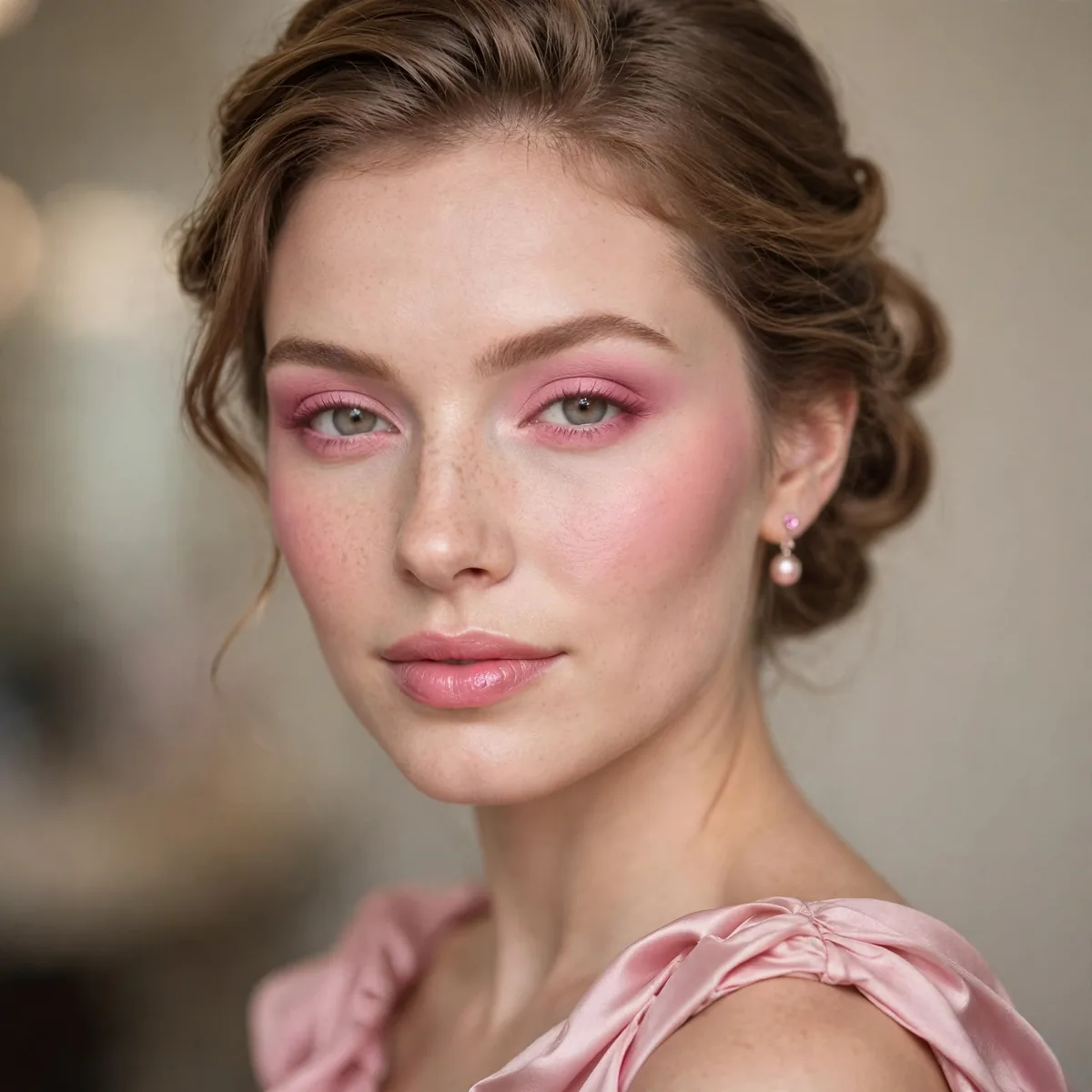Monochrome pink prom makeup
