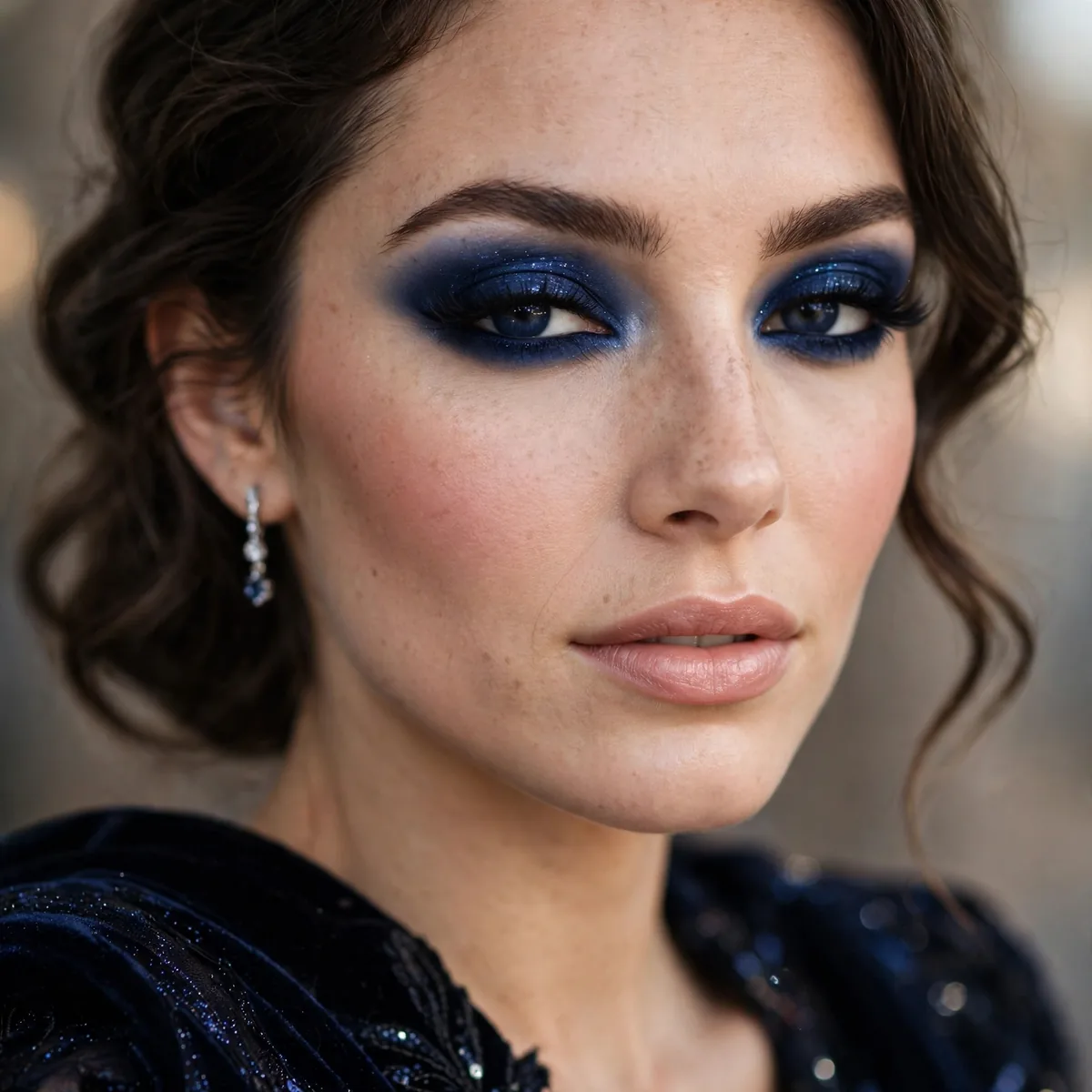 Navy eyeshadow prom makeup