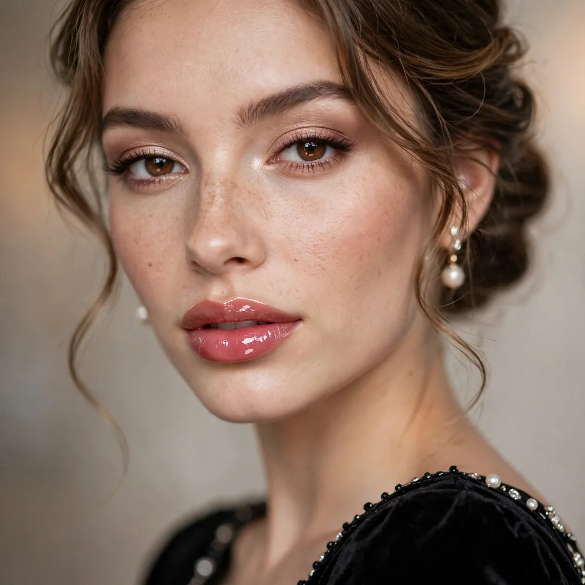 Glossy lips prom makeup