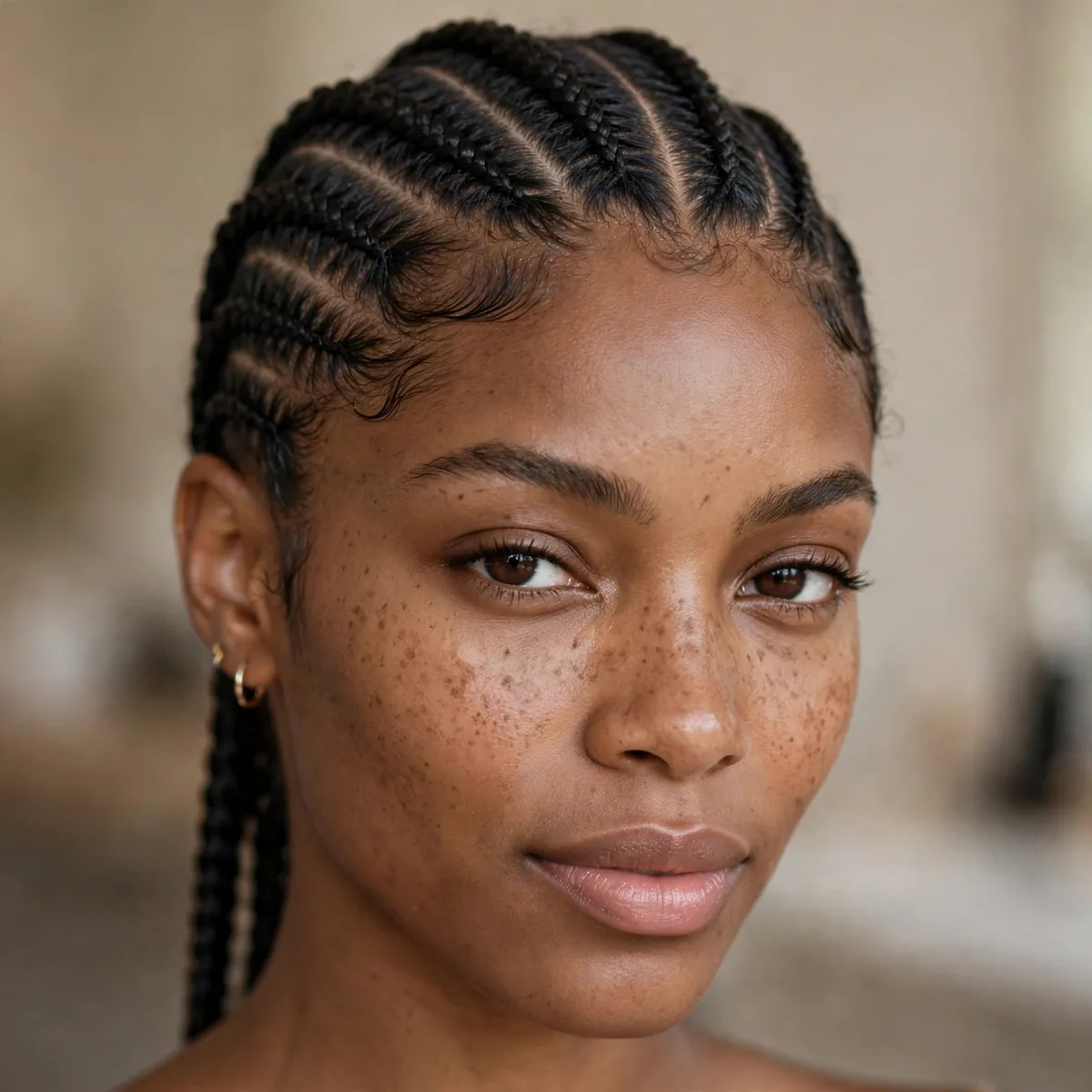 Neat cornrows protective style